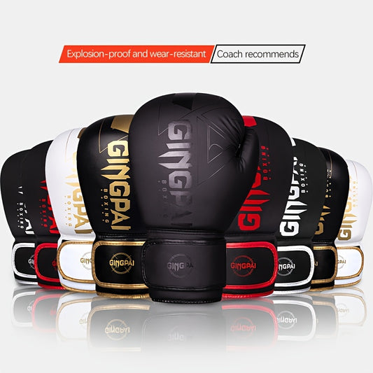 GINGPAI Professional Boxing Gloves for Men & Women – Durable Muay Thai & MMA Sparring Gloves, Adjustable Strap, Faux Leather, Multiple Sizes (6oz-14oz), Mixed Colors, Pack of 2+