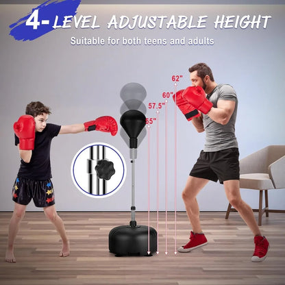 Sandbag, Freestanding Reflex Speed Bag with Boxing Gloves, Home Gym Fitness Training Boxing Equipment for Teen Adult